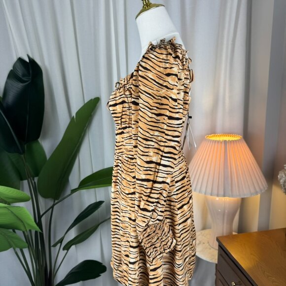 NWT Faithfull the Brand Animal Print Smocked Ira Mini Dress size 4 - Picture 4 of 11